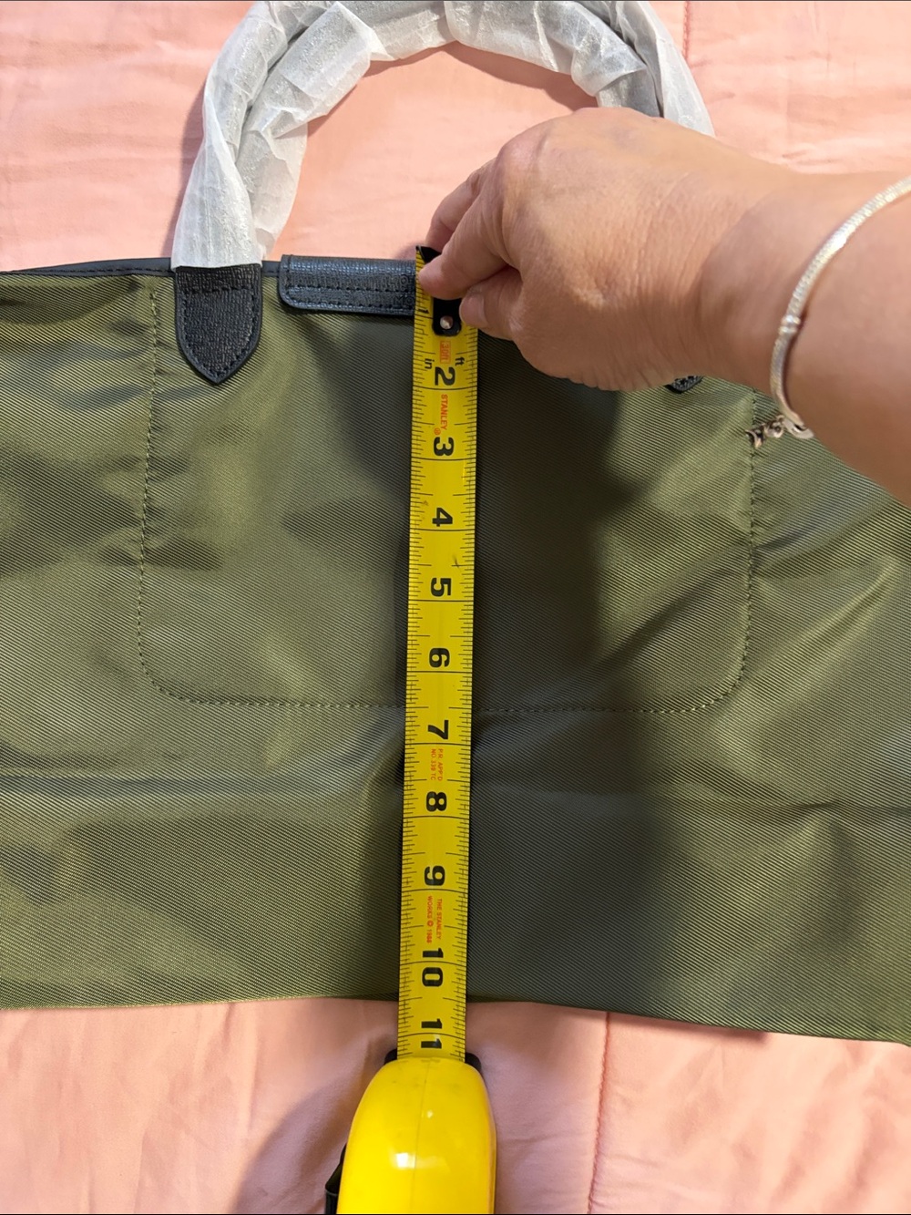 Longchamp Olive Green Nylon Tote Crossbody - Picture 11 of 13